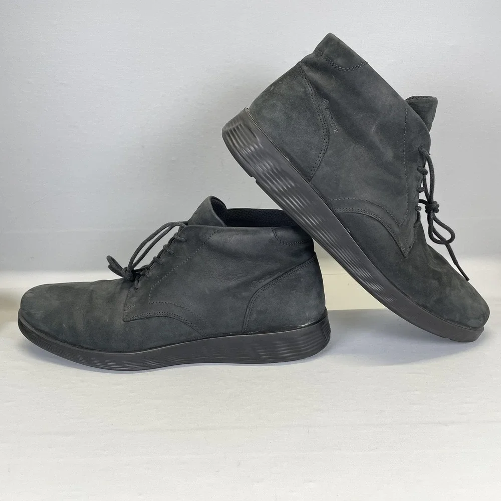 ECCO S Light Hybrid Chukka Boots Mens Size 45 Gray Nubuck Lace Up Casual Shoes